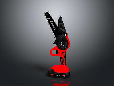 Red And Black Electric Chainsaw Handheld Power Tool For Cutting Work 3d model