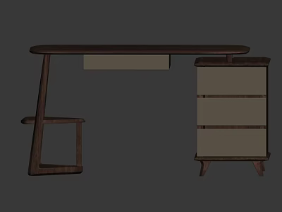 Modern Wooden Desk With Rectangular Tabletop And Side Drawer Storage Cabinet 3d model