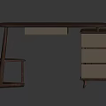Modern Wooden Desk With Rectangular Tabletop And Side Drawer Storage Cabinet 3d model