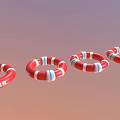 Red And White Lifesaver Rings As Essential Water Sports Sporting Equipment