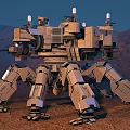 Futuristic Multi Legged Mechanical Robot Featuring Armored Structure In Red Mountain Terrain 3d model
