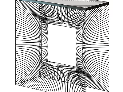 Modern Geometric Wire Frame Sculpture With Radial Lines And Square Structure 3d model