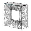 Modern Geometric Wire Frame Sculpture With Radial Lines And Square Structure