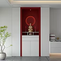 Modern Minimalist Built In Household Buddha Niche Cabinet With Soft Decorative Lighting For Home Worship