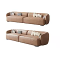 Modern Tan Leather Sectional Sofa With Decorative Pillows And Modern Design Elements 3d model