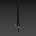 Classic Metallic Sword With Golden Hilt Decoration Red Pommel Against Simple Gray Background