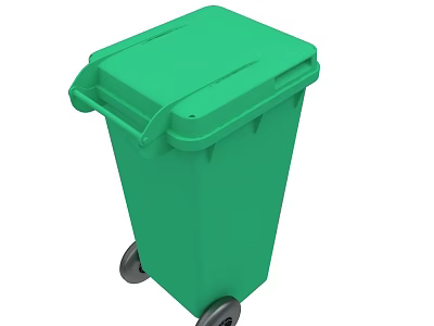 Green Plastic Waste Bin With Lid And Wheels For Daily Use 3d model