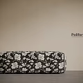 Poliform Modern Stool with Black Upholstery and White Floral Pattern Design 3d model