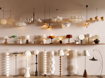 Diverse Lighting Collection Featuring Pendant Table and Floor Lamp Designs 3d model