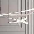 Modern Arched Chandelier With Linear Light And Circular Ring On Striped Wall Decoration 3d model