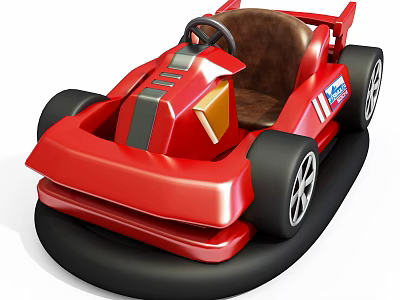 Red Go Kart With Sporty Design Black Bumper Brown Seat And Racing Wheels 3d model