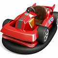 Red Go Kart With Sporty Design Black Bumper Brown Seat And Racing Wheels