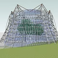 Modern Glass Dome Building With Metal Frame Structure And Interior Trees 3d model