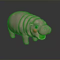 Cute Pink Hippo Plastic Toy With Smiling Face And Shiny Surface On Dark Background