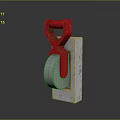 Red Metal Hook Attached To Gray Concrete Block With Silver Bearing 3D Rendering