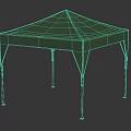 Green Outdoor Tent Like Furniture With Metal Frame And Canopy Shade
