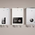 Three White Household Water Heaters With Digital Displays And Control Buttons