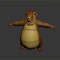 Cartoon Crocodile Game Movie Character with Chubby Yellow Brown Body Open Arms Big Smile