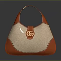 Stylish Beige And Red Handbag With Canvas Leather Material And G Logo