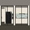 Sleek Glass Hinged Doors With Black Frames For Modern Interior Design 3d model