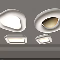 Modern White Flush Mount Ceiling Light with Round and Square Shapes Soft Illuminated Design 3d model