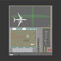 Cartoon Airport Scenario Featuring Building Airplane Parking Area And Vehicles Layout