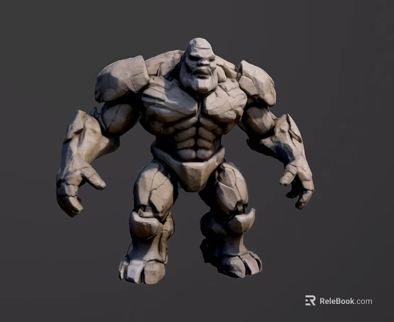 Muscular Rock Giant Game and Movie Character with Stone Texture and Powerful Physique 3d model 