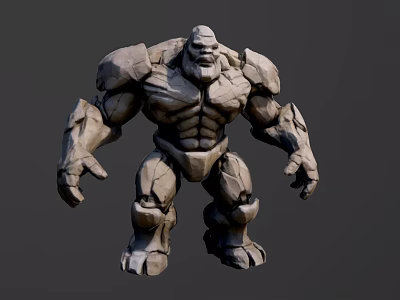 Muscular Rock Giant Game and Movie Character with Stone Texture and Powerful Physique 3d model