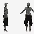 Medieval Warrior Armor Clothing With Metal Plates And Black Cloak Displayed In Different Angles