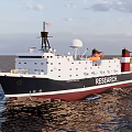 Research Vessel Navigating On The Ocean Surface 3d model