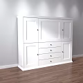 White Entryway Console Cabinet With Drawers And Cabinet Doors For Modern Home Decor