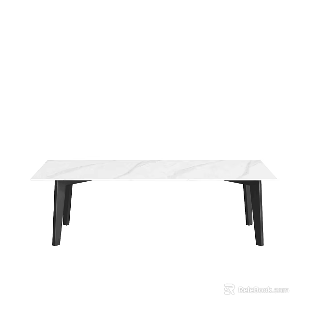 Modern Dining Table With White Marble Top And Black Legs Design 3d model