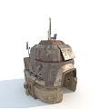 Dome Shaped Fortress Structure Featuring Antennas Rugged Metal Stone Texture And Rustic Design 3d model