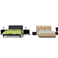 Stylish Modern Double Bed Designs With Bedside Tables And Table Lamps 3d model
