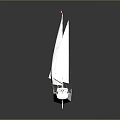 White Sailboat With White Sails And Orange Seats On Gray Background