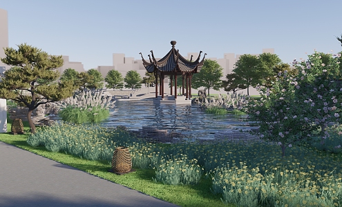 Chinese-style courtyard garden 3d model