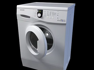 Samsung Silver Front Load Washing Machine With Digital Control Panel Design 3d model
