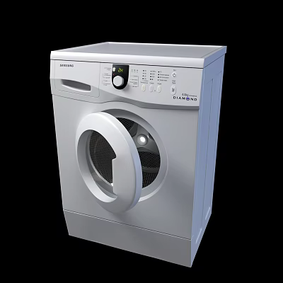 Samsung Silver Front Load Washing Machine With Digital Control Panel Design 3d model