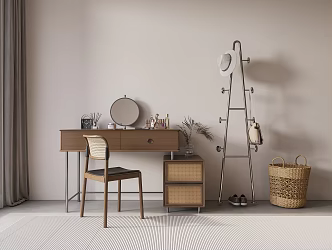 Retro Style-Silent Style Dressing Table Clothes Hanger Clothes Basket 3d model