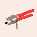 Red Handle Cutting Pliers Tool With Metal Screw In Jaws 3d model