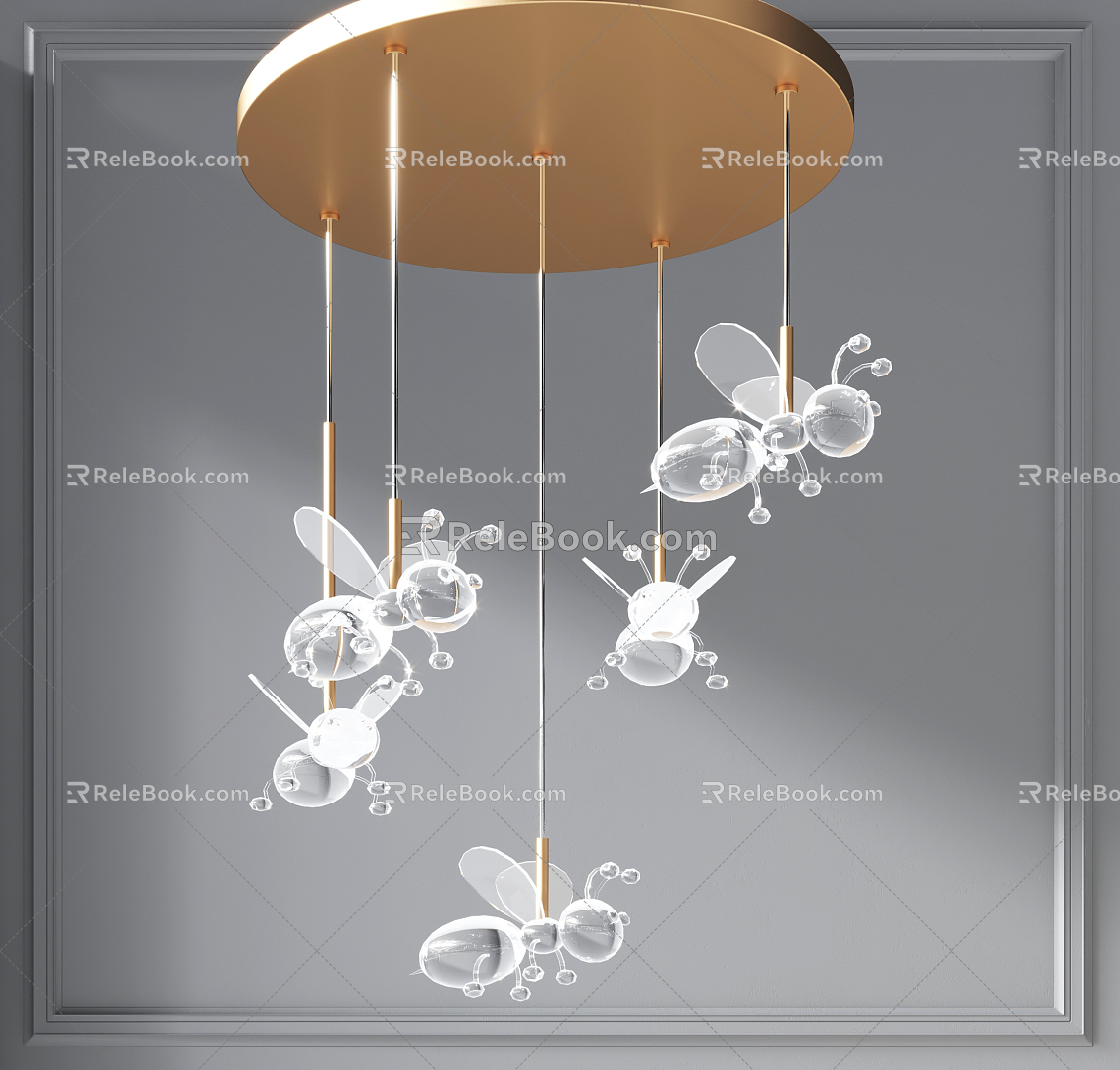 Light Luxury Crystal Chandelier Bee Metal Crystal Chandelier Guest Restaurant Chandelier model