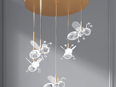 Light Luxury Crystal Chandelier Bee Metal Crystal Chandelier Guest Restaurant Chandelier model