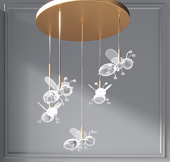 Light Luxury Crystal Chandelier Bee Metal Crystal Chandelier Guest Restaurant Chandelier 3d model