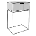 Modern White Bedside Table With Metal Frame And Single Drawer 3d model