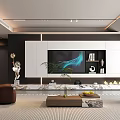 Modern Living Room Interior Design With TV Green Plant Brown Sofa And Wooden Coffee Table