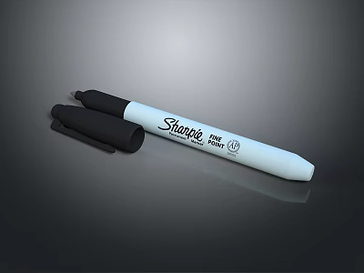Sharpie Permanent Marker With White Body And Black Cap For Daily Use 3d model