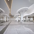 Modern Train Station Interior With Curved White Pillars Automatic Ticket Gates And Bright Lighting 3d model