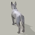 Realistic White Bull Terrier Dog Standing With Tongue Out On Gray Background