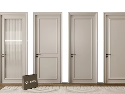 Modern Elegant Interior Hinged Doors Featuring Simple Panel Design And Metal Handles 3d model