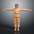 Game And Movie Character Wearing Camouflage Uniform With Helmet Goggles Standing With Outstretched Arms